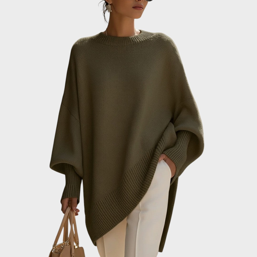 Maya | Oversized Stickad Tröja med Puffärmar
