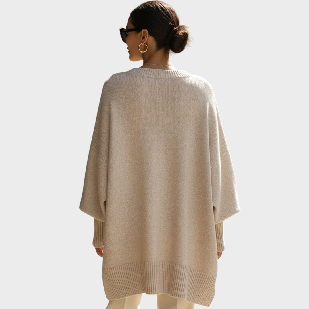 Maya | Oversized Stickad Tröja med Puffärmar