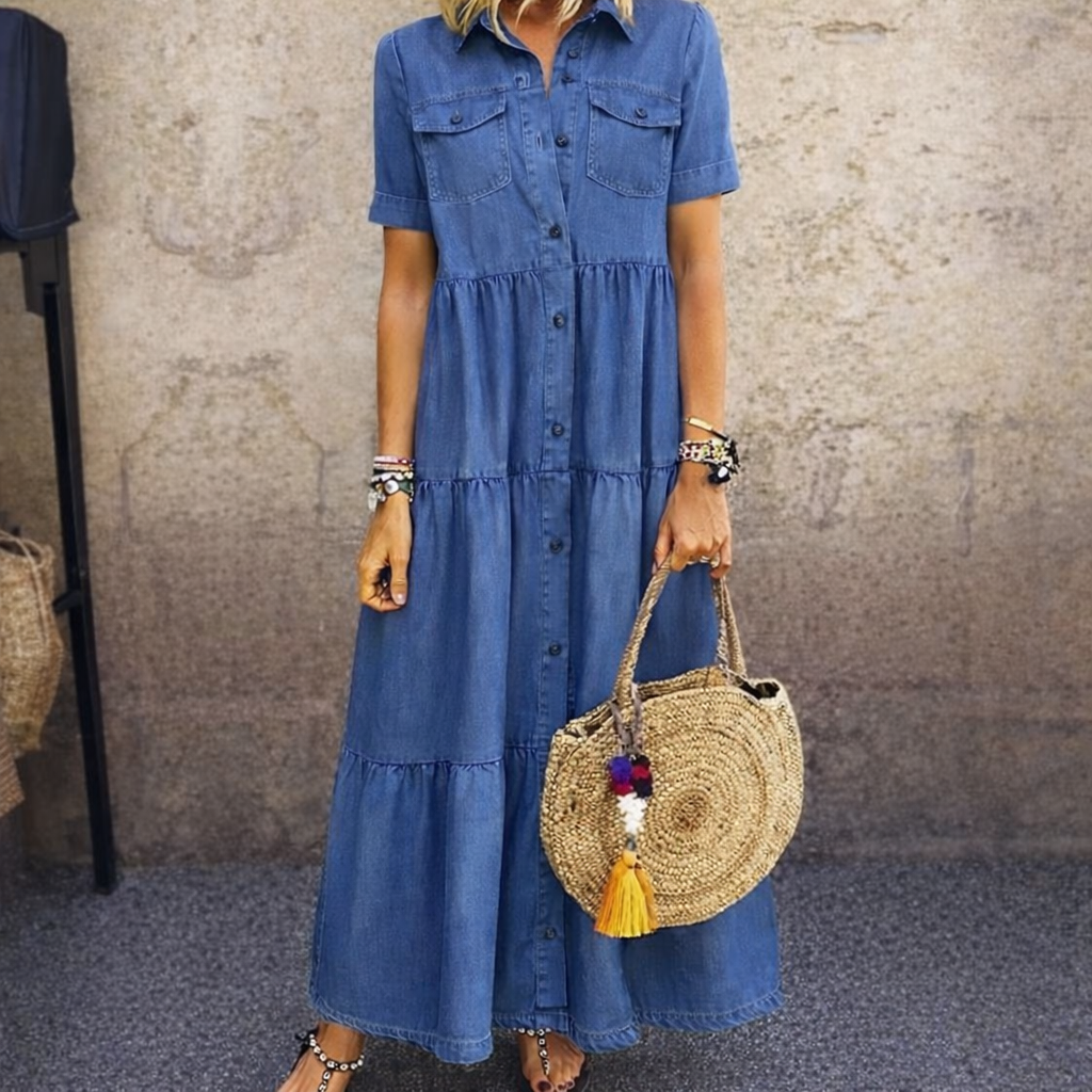 ELISA | BUTTON-FRONT MAXI DRESS