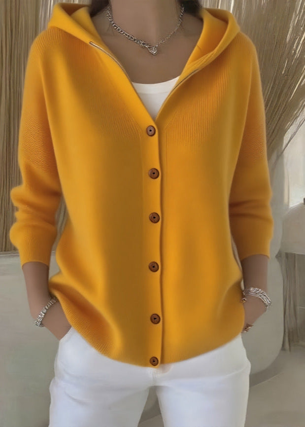 Josephine | Kvinnors Elegant Hooded Knäppt Cardigan