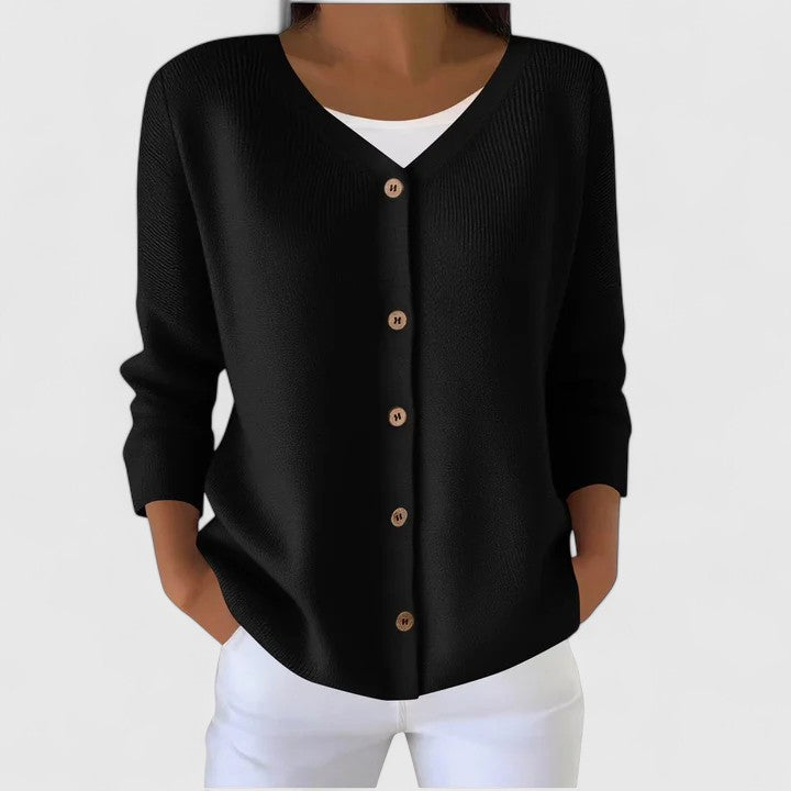 Eleanor | Kvinno Sophisticated V-Hals Knappad Kofta