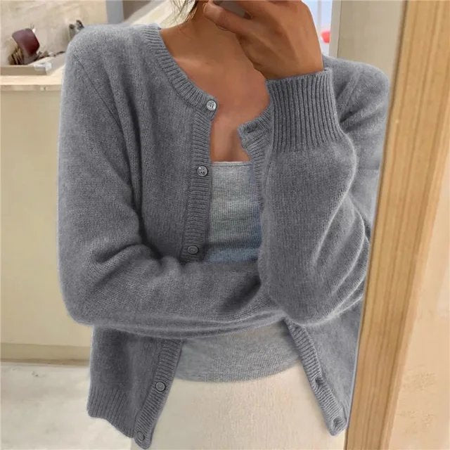 Addison | Kvinno klassisk stickad cardigan
