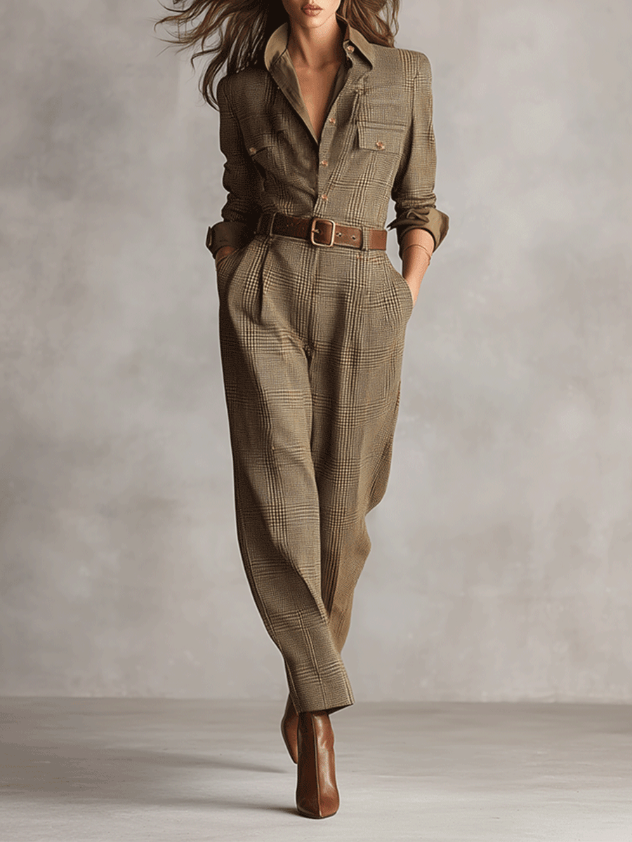 Celia | Brun Jumpsuit med Sofistikerade Detaljer