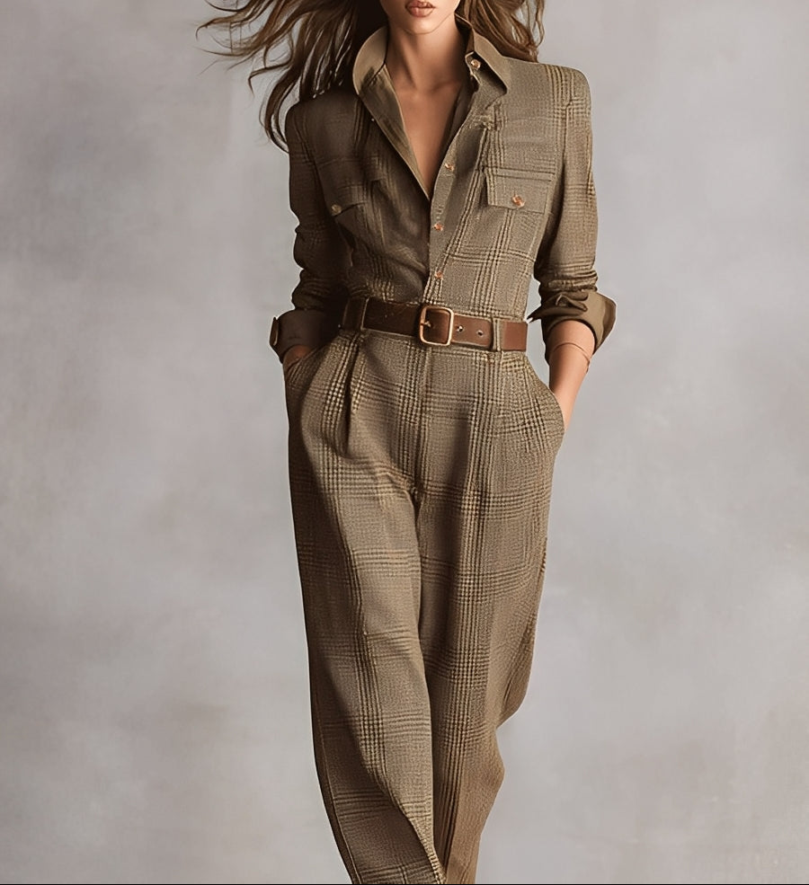 Celia | Brun Jumpsuit med Sofistikerade Detaljer