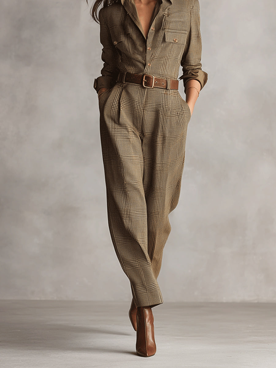 Celia | Brun Jumpsuit med Sofistikerade Detaljer