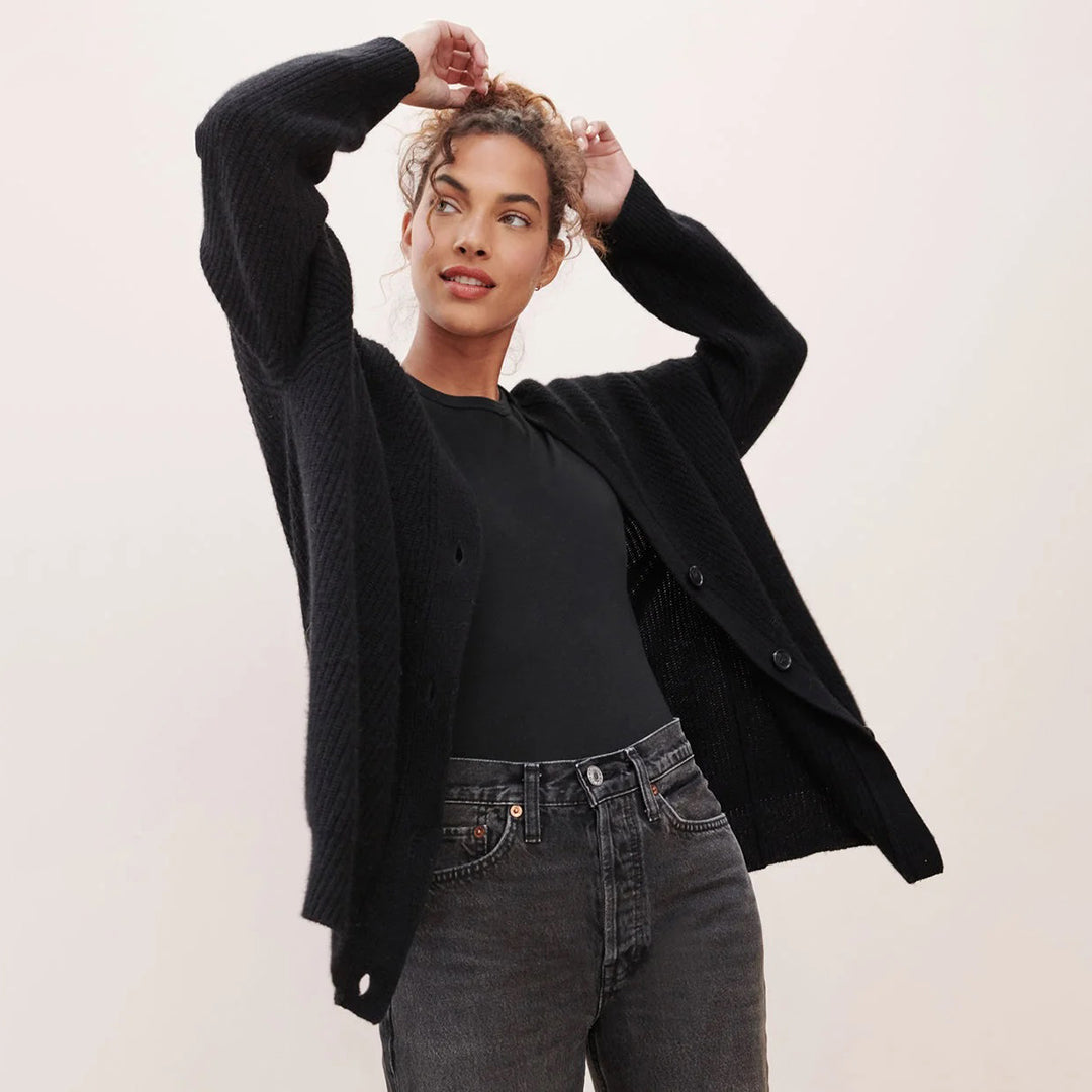 Violet | Dam Elegant Ribbad Stickad Cardigan