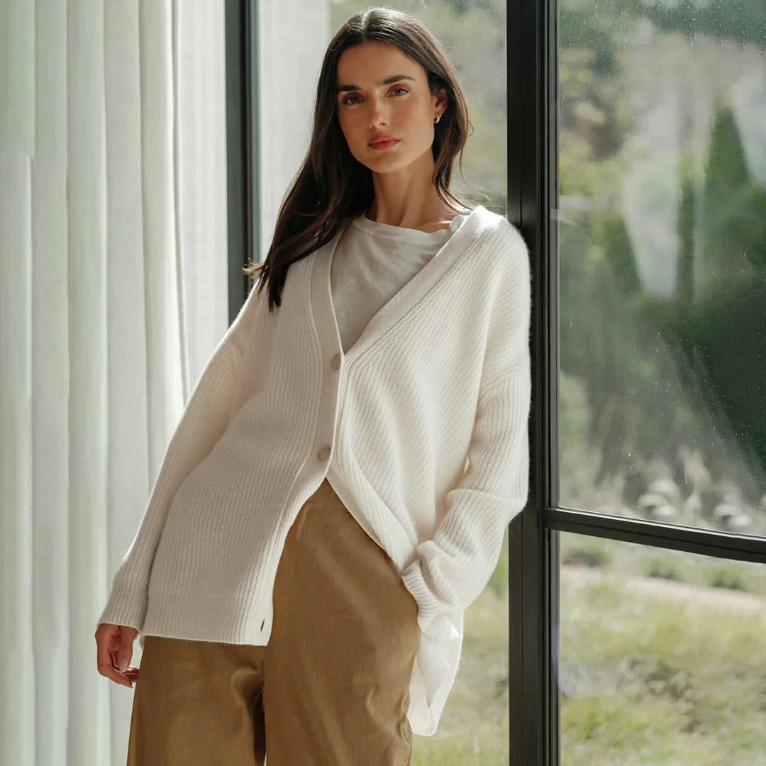 Violet | Dam Elegant Ribbad Stickad Cardigan