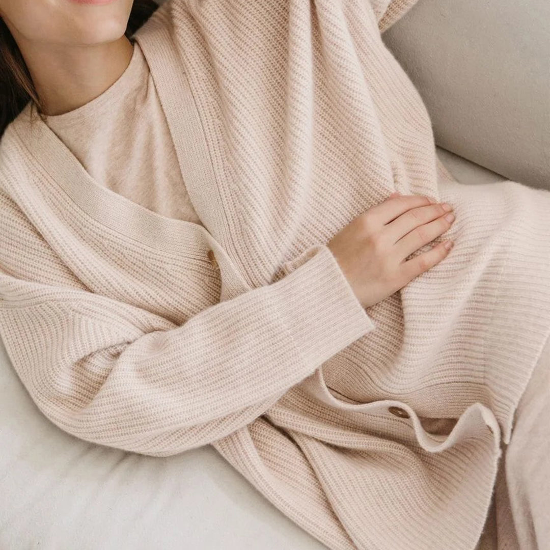 Violet | Dam Elegant Ribbad Stickad Cardigan