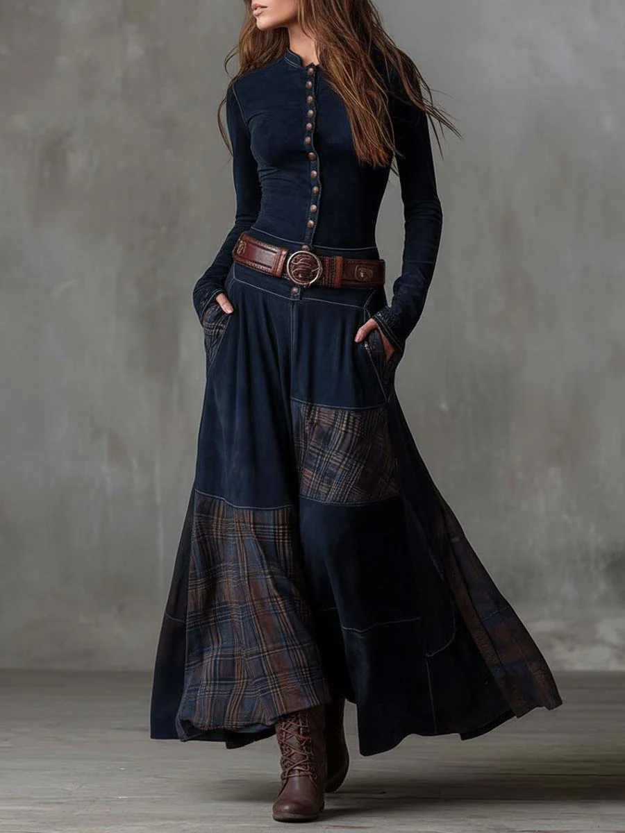 Elisa | Maxi Suede Klänning med Bälte