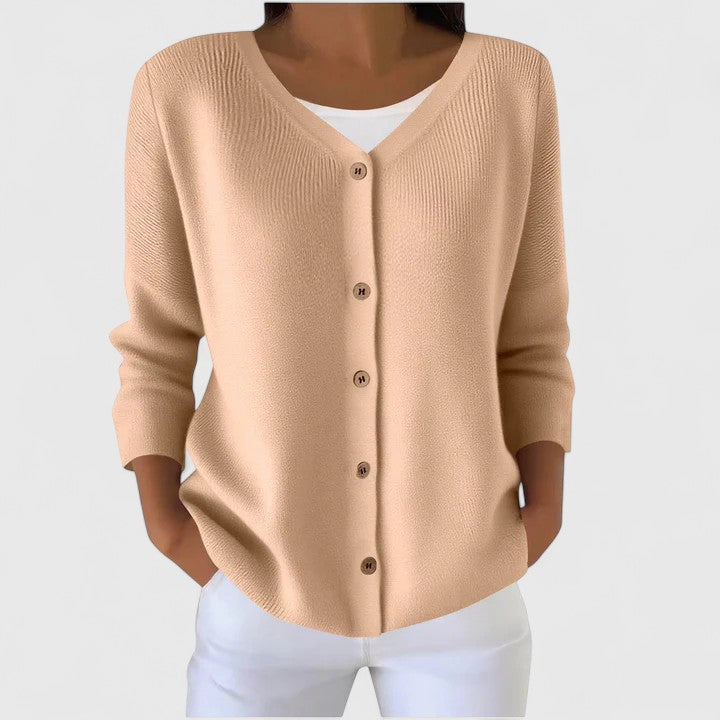 Eleanor | Kvinno Sophisticated V-Hals Knappad Kofta