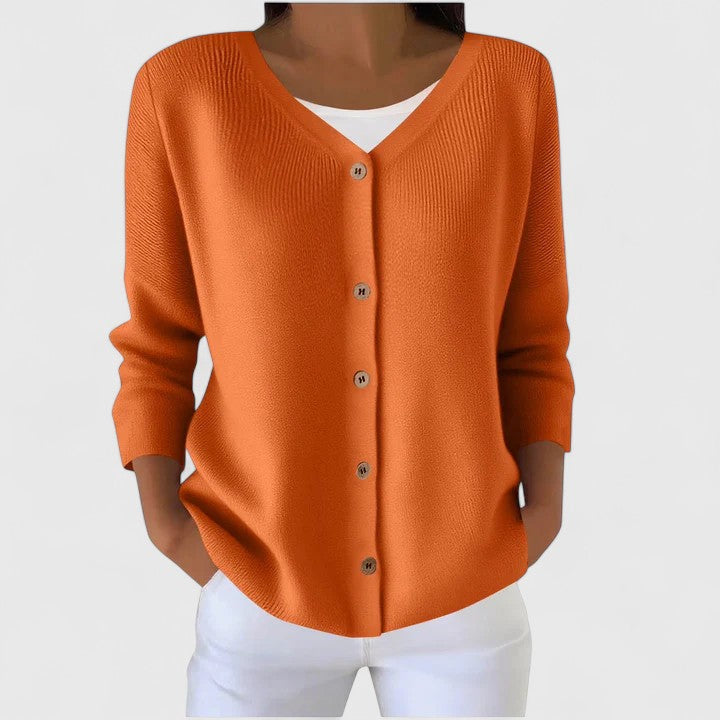 Eleanor | Kvinno Sophisticated V-Hals Knappad Kofta