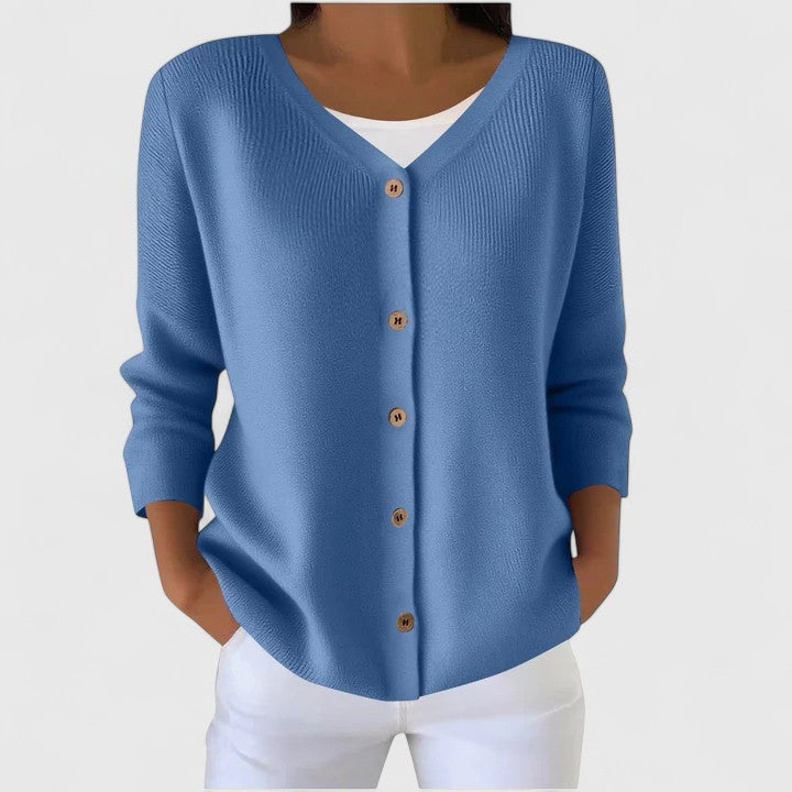 Eleanor | Kvinno Sophisticated V-Hals Knappad Kofta