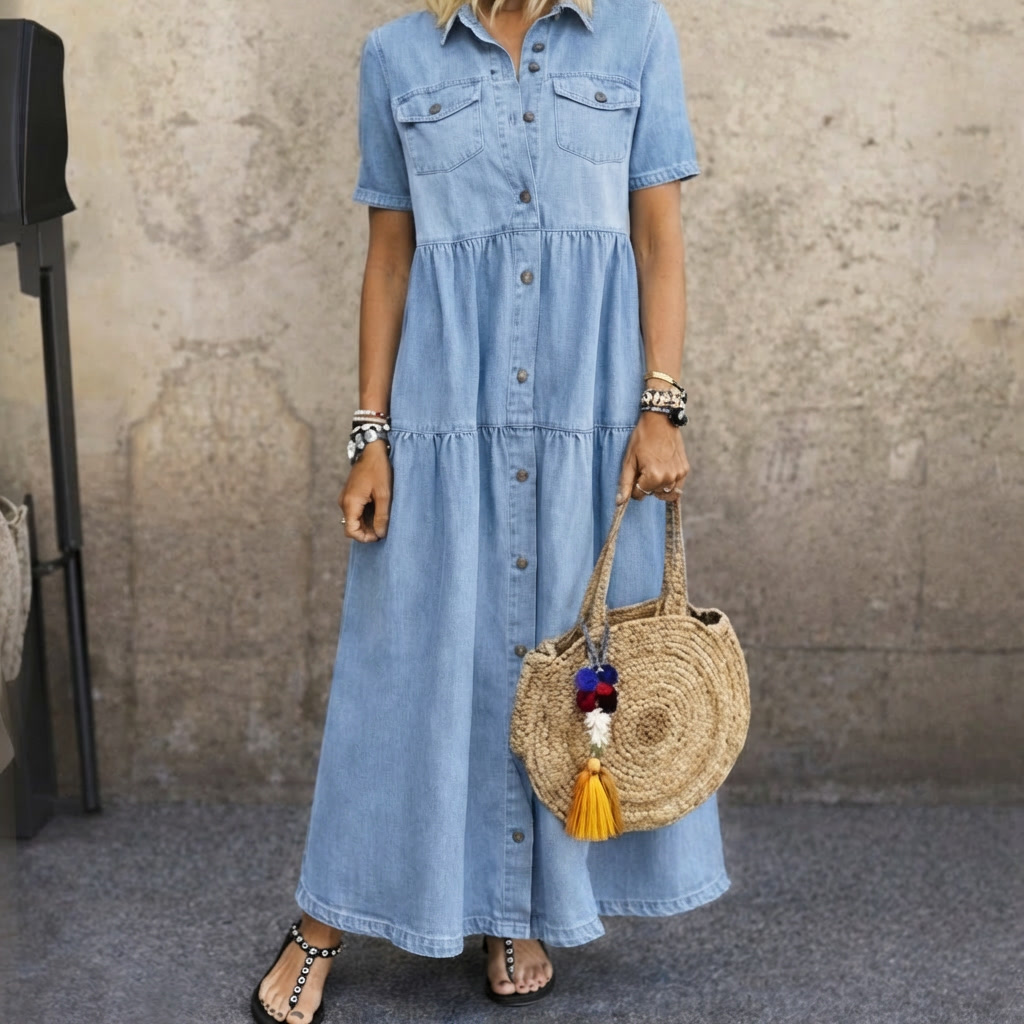 ELISA | BUTTON-FRONT MAXI DRESS