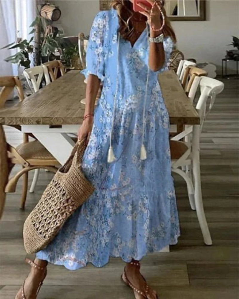 Luna | Flattering Bohemian A-Line Maxi Dress