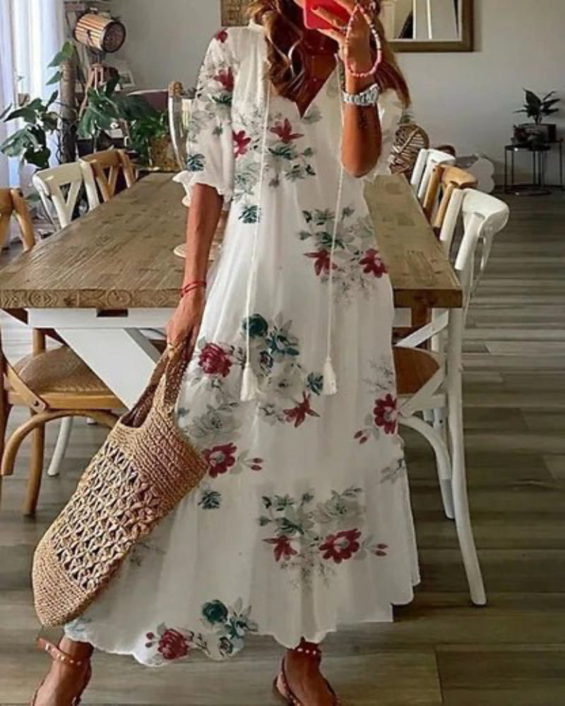 Luna | Flattering Bohemian A-Line Maxi Dress