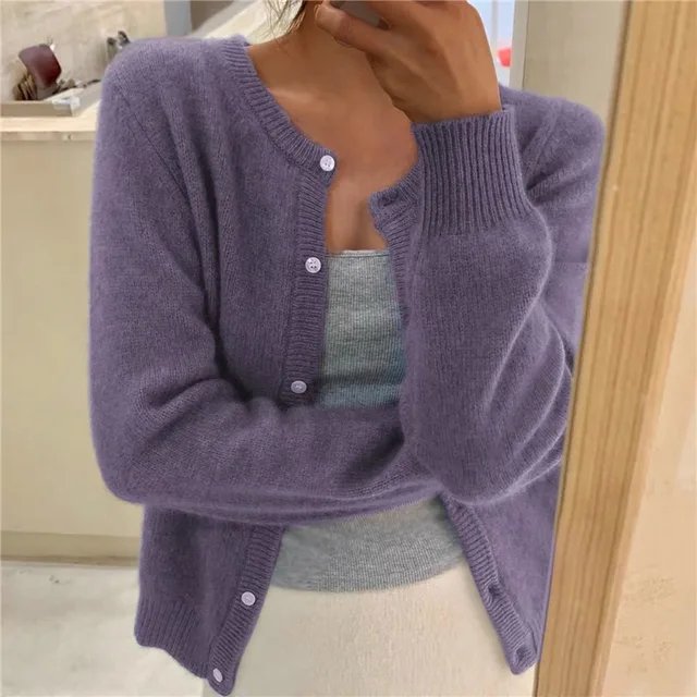 Addison | Kvinno klassisk stickad cardigan