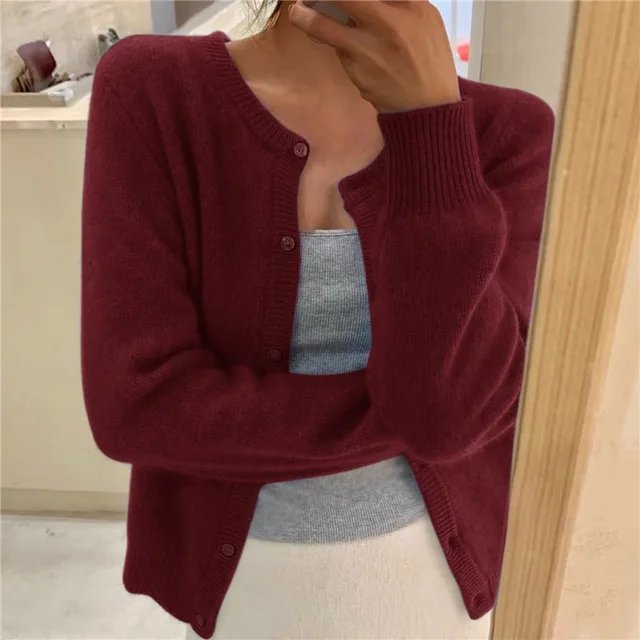 Addison | Kvinno klassisk stickad cardigan